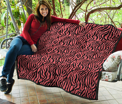 Pink And Black Tiger Stripe Print Quilt
