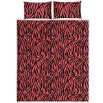 Pink And Black Tiger Stripe Print Quilt Bed Set