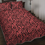 Pink And Black Tiger Stripe Print Quilt Bed Set