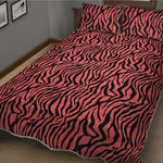 Pink And Black Tiger Stripe Print Quilt Bed Set