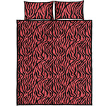 Pink And Black Tiger Stripe Print Quilt Bed Set