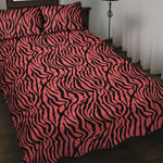 Pink And Black Tiger Stripe Print Quilt Bed Set