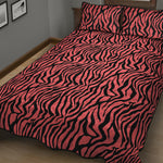 Pink And Black Tiger Stripe Print Quilt Bed Set