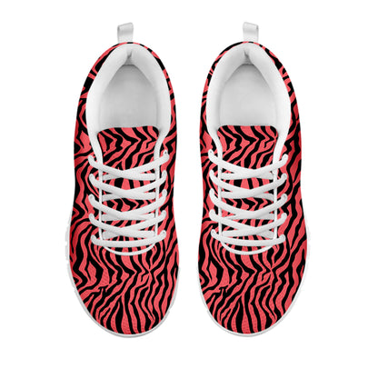 Pink And Black Tiger Stripe Print White Sneakers