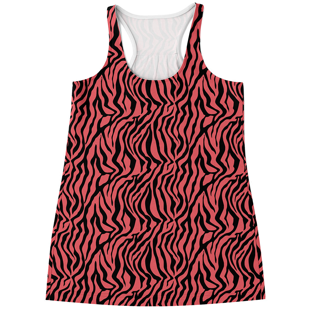 Pink And Black Tiger Stripe Print Women's Racerback Tank Top