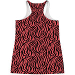 Pink And Black Tiger Stripe Print Women's Racerback Tank Top