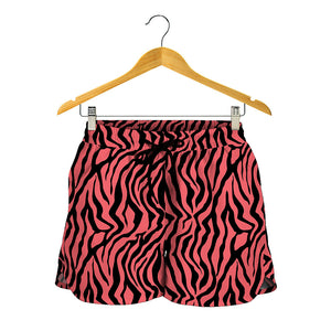 Pink And Black Tiger Stripe Print Women's Shorts