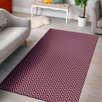 Pink And Black Zigzag Pattern Print Area Rug