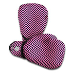 Pink And Black Zigzag Pattern Print Boxing Gloves