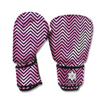 Pink And Black Zigzag Pattern Print Boxing Gloves