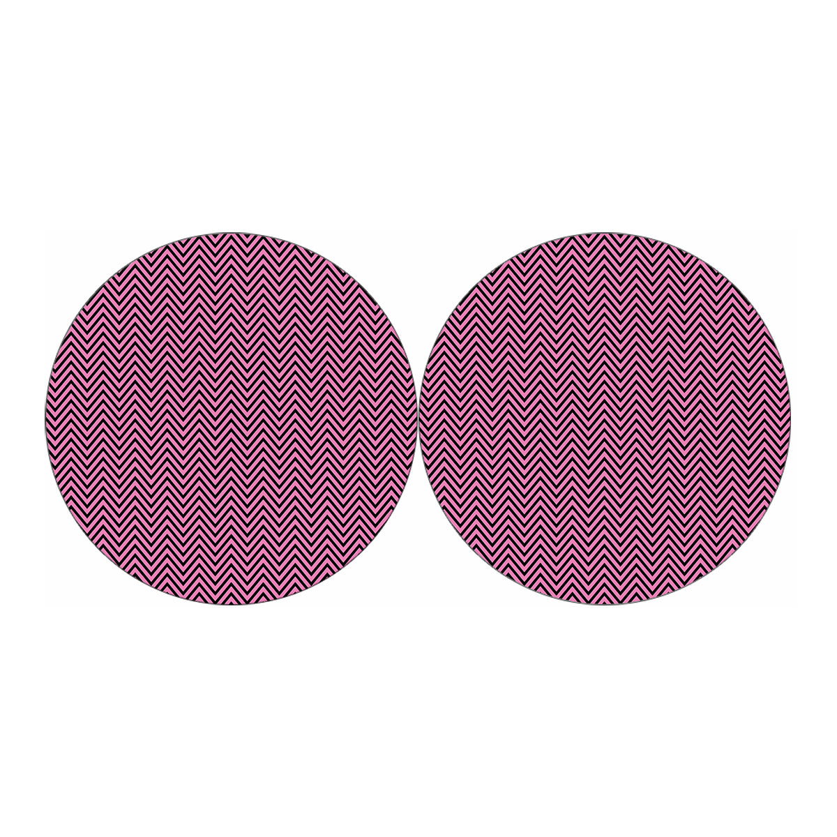 Pink And Black Zigzag Pattern Print Car Coasters