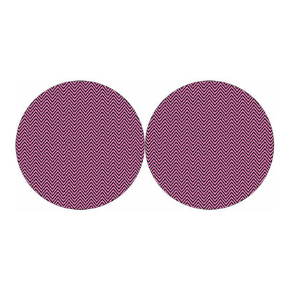 Pink And Black Zigzag Pattern Print Car Coasters