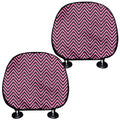 Pink And Black Zigzag Pattern Print Car Headrest Covers