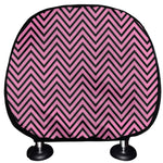 Pink And Black Zigzag Pattern Print Car Headrest Covers