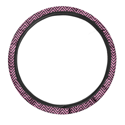 Pink And Black Zigzag Pattern Print Car Steering Wheel Cover