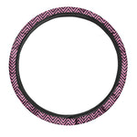 Pink And Black Zigzag Pattern Print Car Steering Wheel Cover
