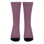 Pink And Black Zigzag Pattern Print Crew Socks