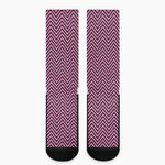 Pink And Black Zigzag Pattern Print Crew Socks