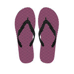 Pink And Black Zigzag Pattern Print Flip Flops