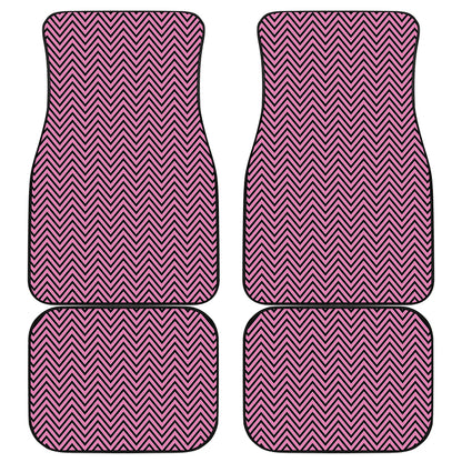 Pink And Black Zigzag Pattern Print Front and Back Car Floor Mats