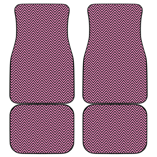 Pink And Black Zigzag Pattern Print Front and Back Car Floor Mats