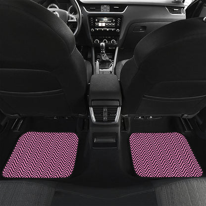 Pink And Black Zigzag Pattern Print Front and Back Car Floor Mats