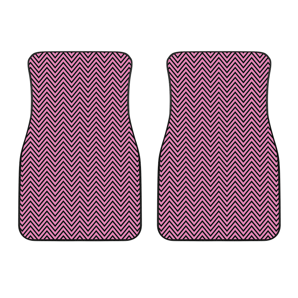 Pink And Black Zigzag Pattern Print Front Car Floor Mats