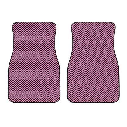 Pink And Black Zigzag Pattern Print Front Car Floor Mats