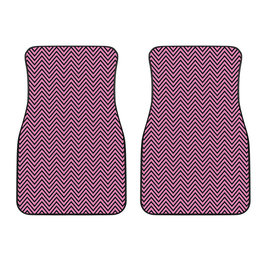 Pink And Black Zigzag Pattern Print Front Car Floor Mats