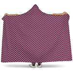 Pink And Black Zigzag Pattern Print Hooded Blanket