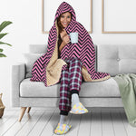 Pink And Black Zigzag Pattern Print Hooded Blanket