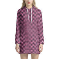 Pink And Black Zigzag Pattern Print Pullover Hoodie Dress