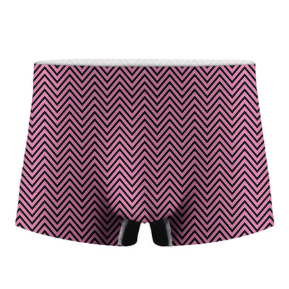 Pink And Black Zigzag Pattern Print Men's Boxer Briefs