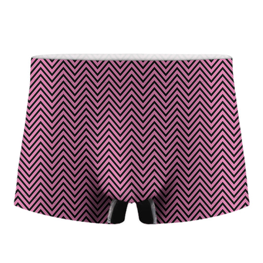 Pink And Black Zigzag Pattern Print Men's Boxer Briefs