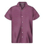 Pink And Black Zigzag Pattern Print Men's Short Sleeve Shirt