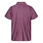Pink And Black Zigzag Pattern Print Men's Short Sleeve Shirt