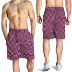 Pink And Black Zigzag Pattern Print Men's Shorts