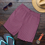 Pink And Black Zigzag Pattern Print Men's Shorts