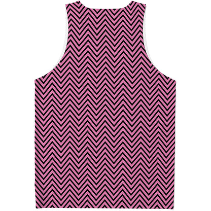 Pink And Black Zigzag Pattern Print Men's Tank Top
