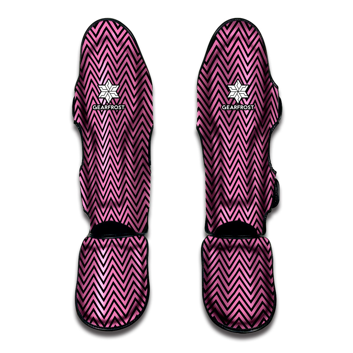 Pink And Black Zigzag Pattern Print Muay Thai Shin Guard