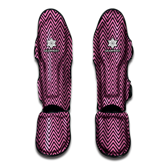 Pink And Black Zigzag Pattern Print Muay Thai Shin Guard