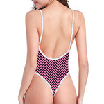 Pink And Black Zigzag Pattern Print One Piece High Cut Swimsuit