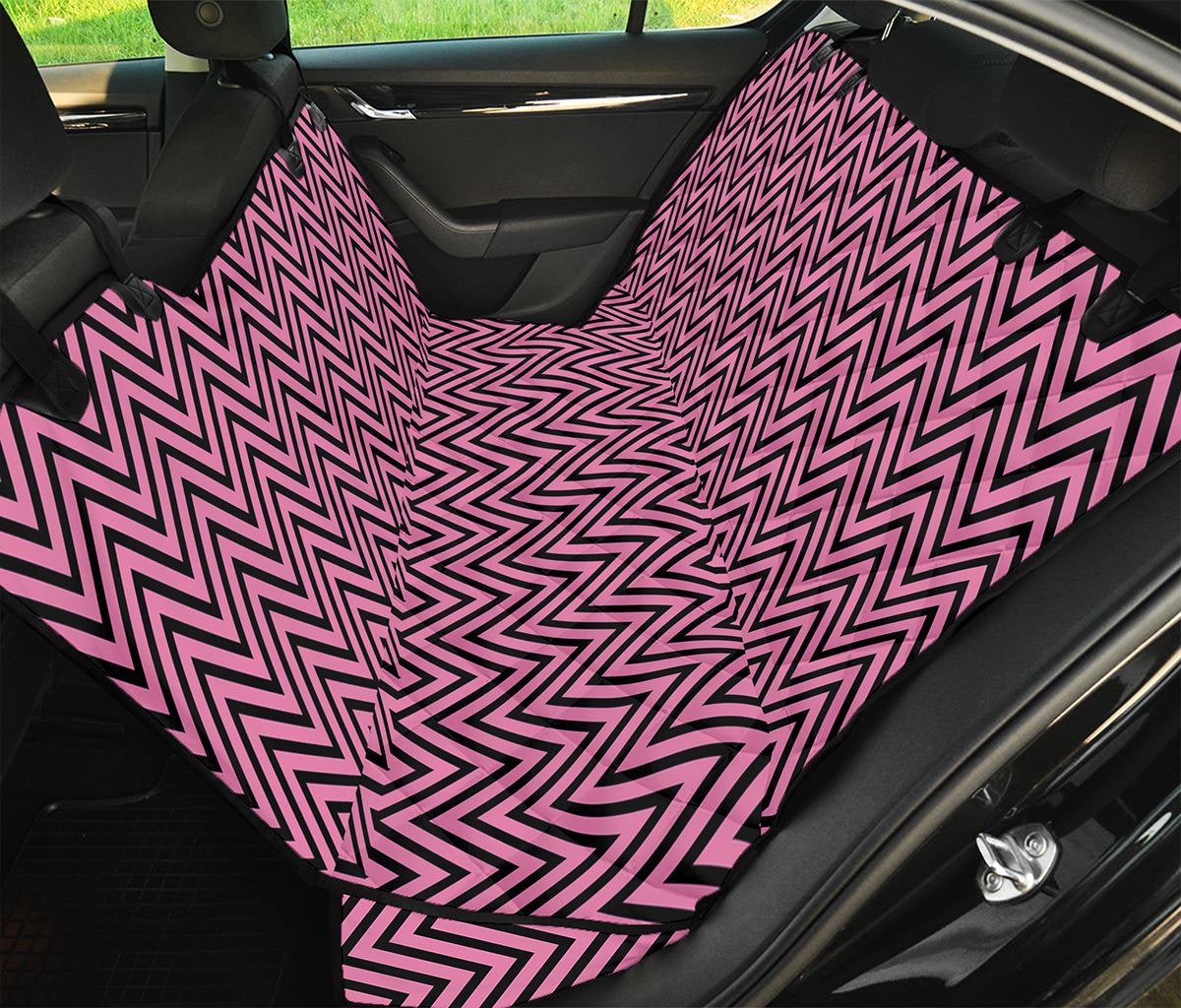 Pink And Black Zigzag Pattern Print Pet Car Back Seat Cover