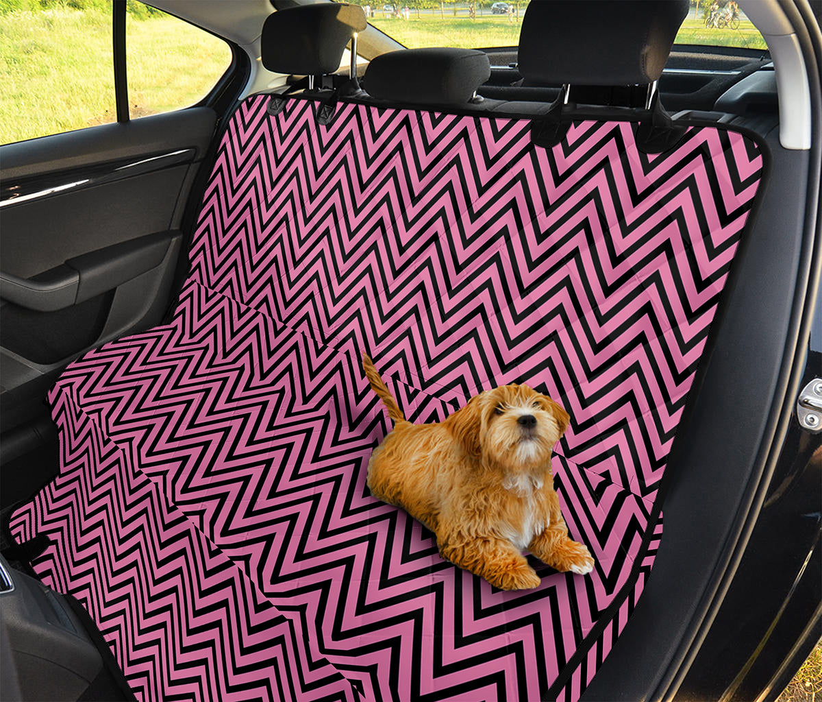 Pink And Black Zigzag Pattern Print Pet Car Back Seat Cover