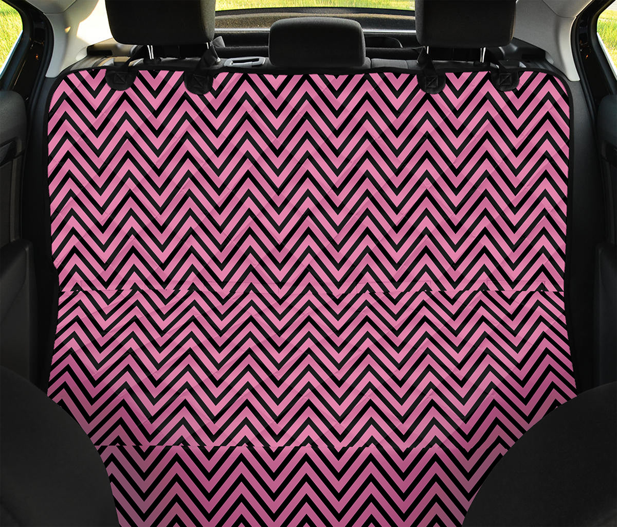 Pink And Black Zigzag Pattern Print Pet Car Back Seat Cover