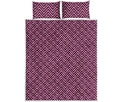 Pink And Black Zigzag Pattern Print Quilt Bed Set