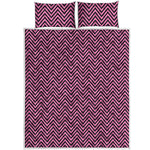 Pink And Black Zigzag Pattern Print Quilt Bed Set