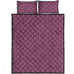 Pink And Black Zigzag Pattern Print Quilt Bed Set