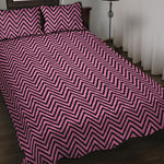 Pink And Black Zigzag Pattern Print Quilt Bed Set