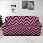 Pink And Black Zigzag Pattern Print Sofa Cover